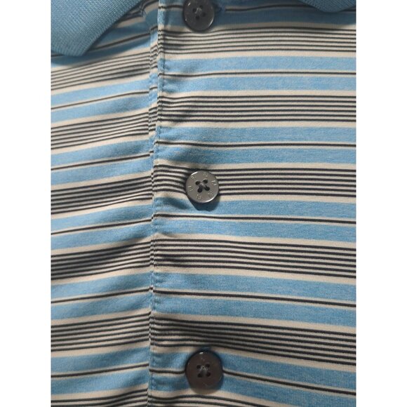 FootJoy Mens XL Pebble Beach Golf Polo Shirt Performance Blue Black Stripes - Picture 4 of 9